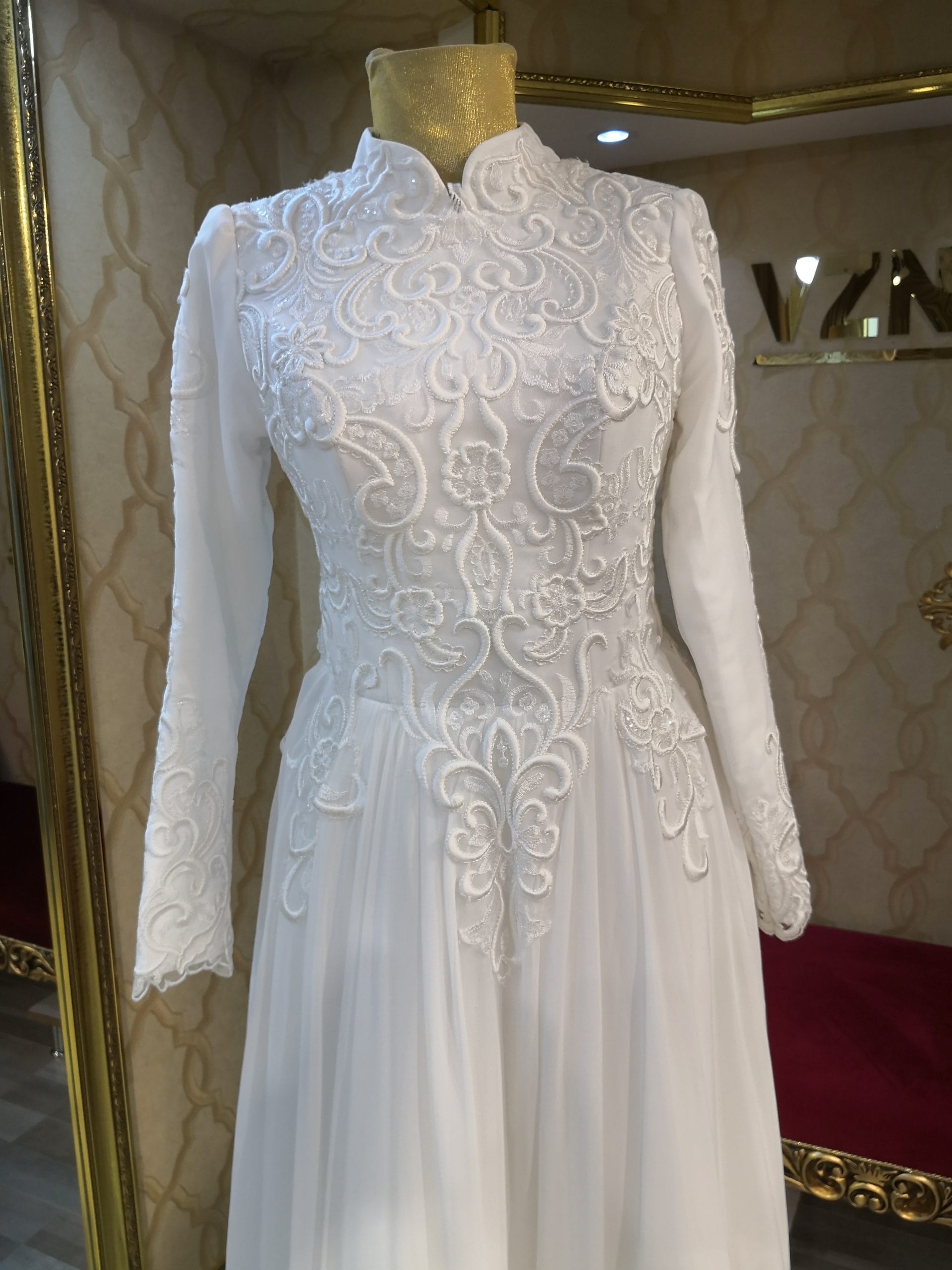 Akasya Helen Şifon Nikah Düğün Gelinlik - Görsel 2