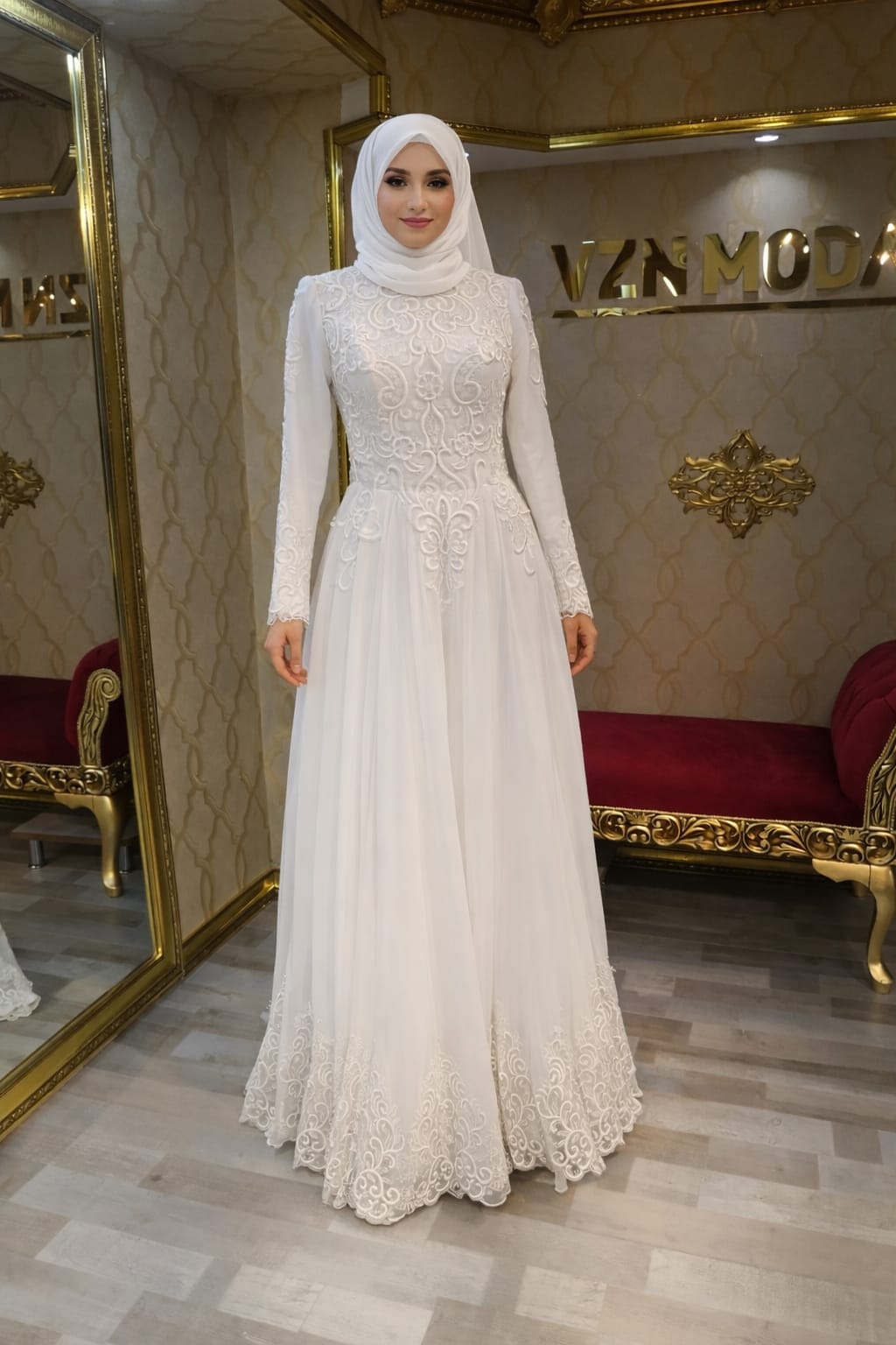 Akasya Helen Şifon Nikah Düğün Gelinlik