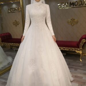 Aksu Model Toptan Fiyata Tesettür Gelinlik