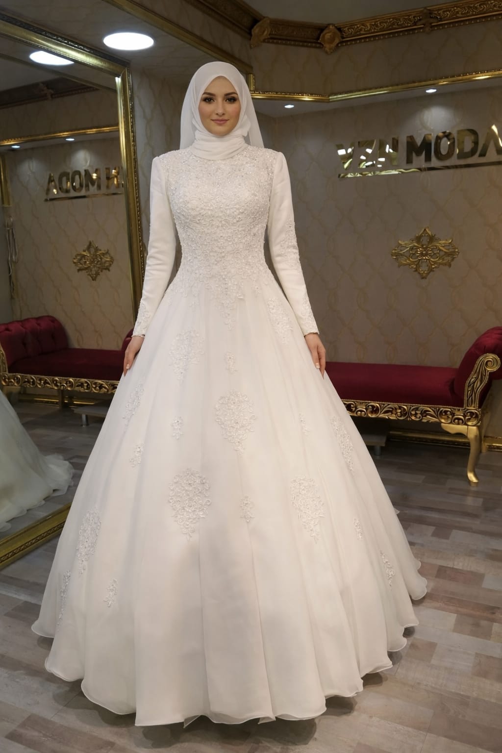 Aksu Model Toptan Fiyata Tesettür Gelinlik