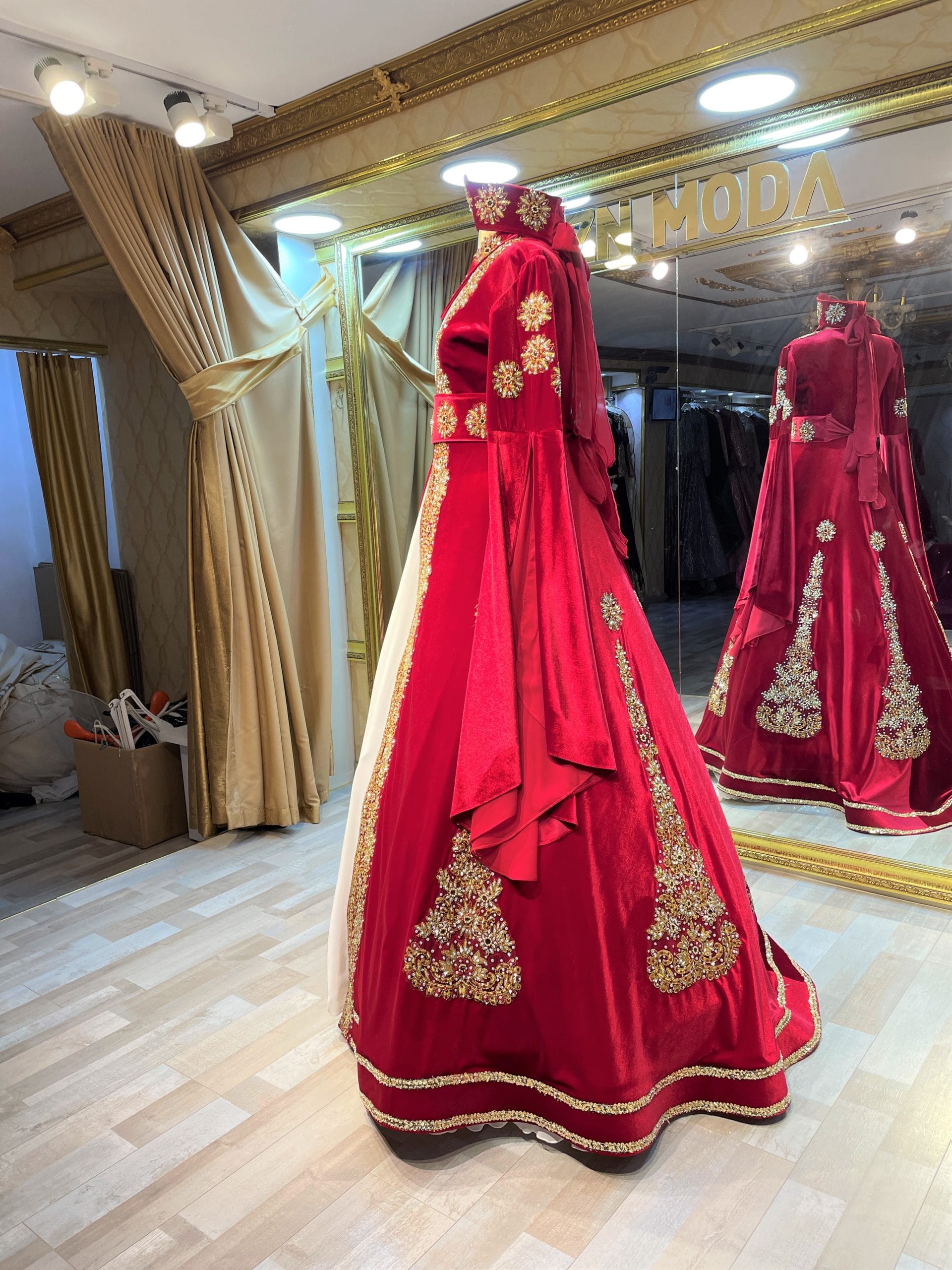 Buse Kırmızı Kaftan Kına Bindallı Abiye - Görsel 6