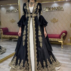 Beril Sultan Siyah Kadife Kaftan Kına Bindallı