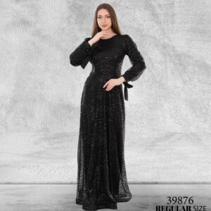 Eda Siyah Pullu Söz Nişan Abiye Elbise