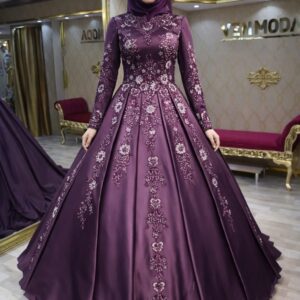 Elif Saten İşlemeli Mor Nişanlık Abiye