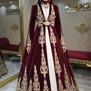 Filiz Bordo Büyük Beden Kına Kaftan Bindallı