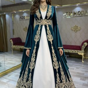 Filiz Yeşil Kına Kaftan Bindallı