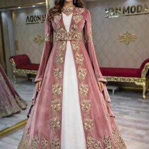 Gözde Pudra Kadife Kaftan Kına Bindallı