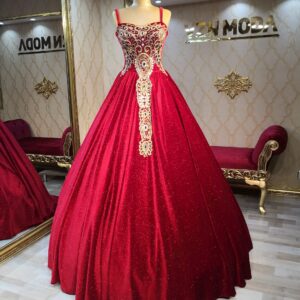 Görkem Kırmızı Kına Abiye Kaftan