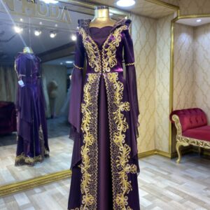 İkra Model Mor Kınalık Kaftan Abiye