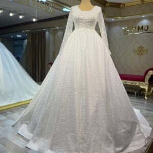 Leydi Model Prenses Platin İşlemeli Gelinlik