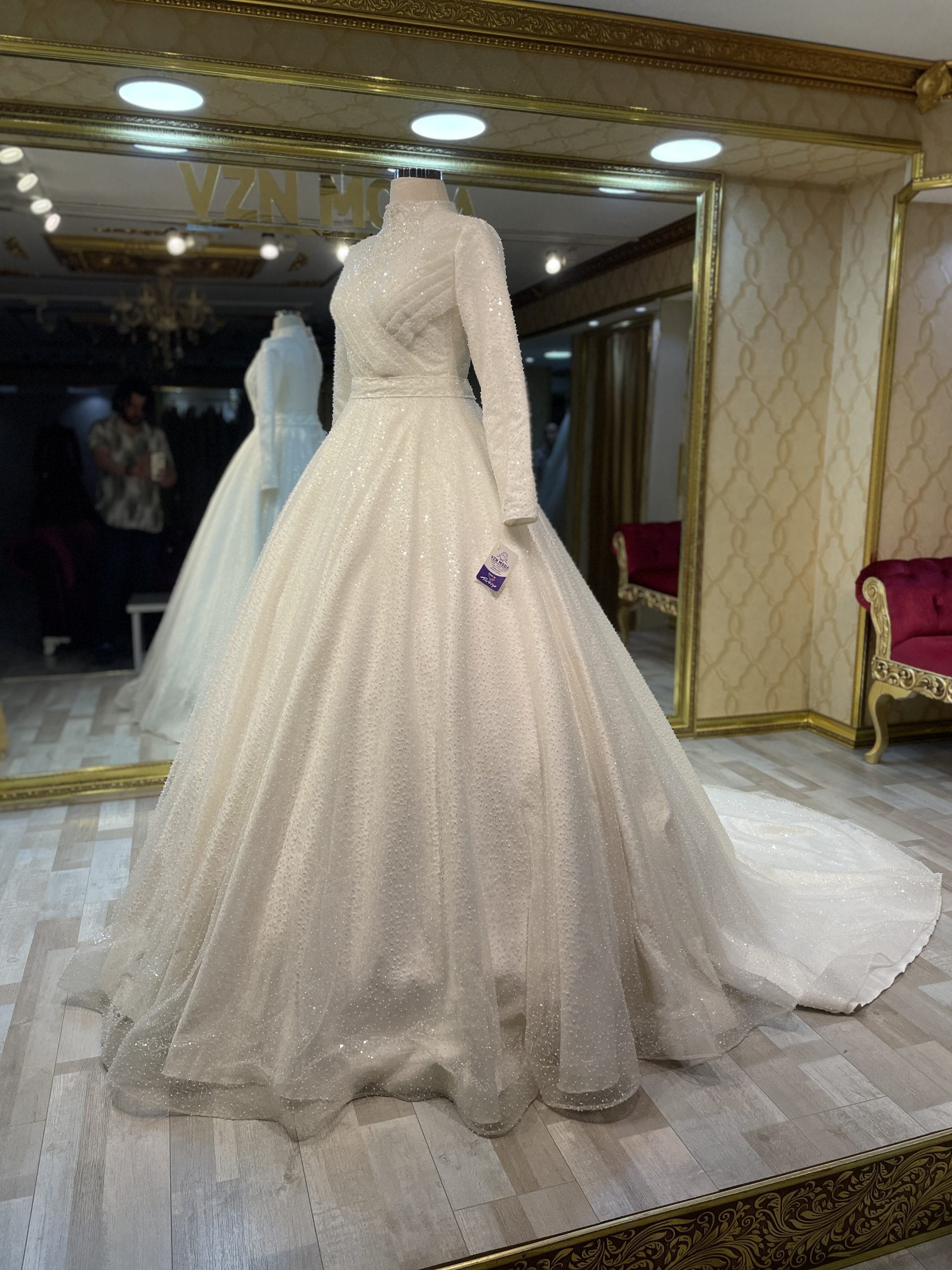 Mihrimah Model İşlemeli A Kesim Tesettür Gelinlik - Görsel 2