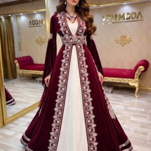Nigar Bordo Büyük Beden Kaftan Kınalık
