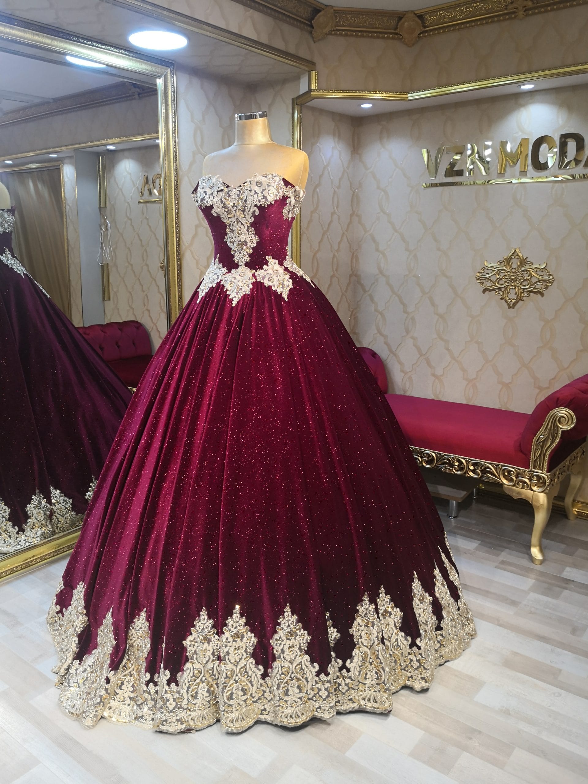 Sultan Model Bordo Kınalık Kaftan - Görsel 5