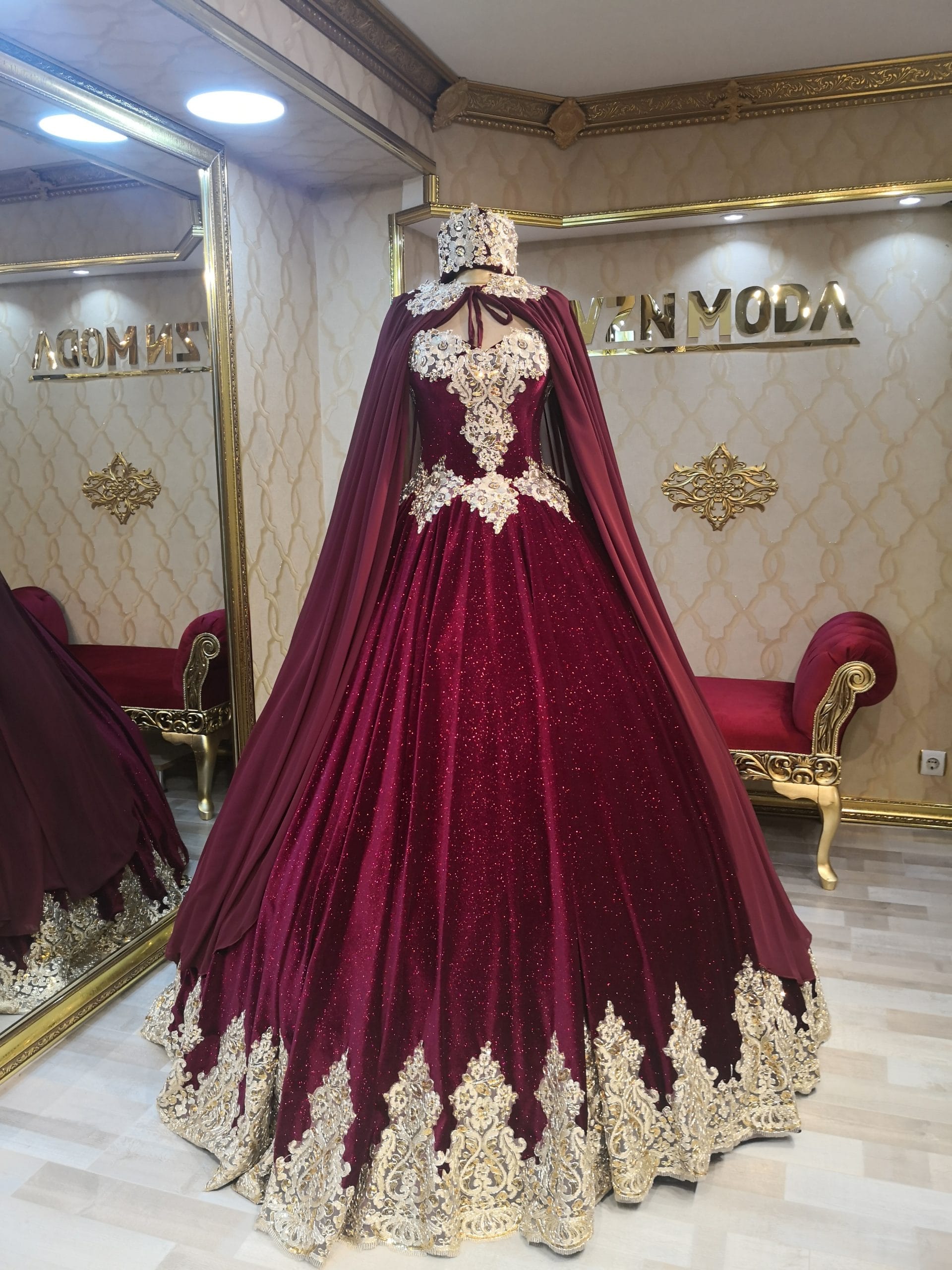 Sultan Model Bordo Kınalık Kaftan - Görsel 4