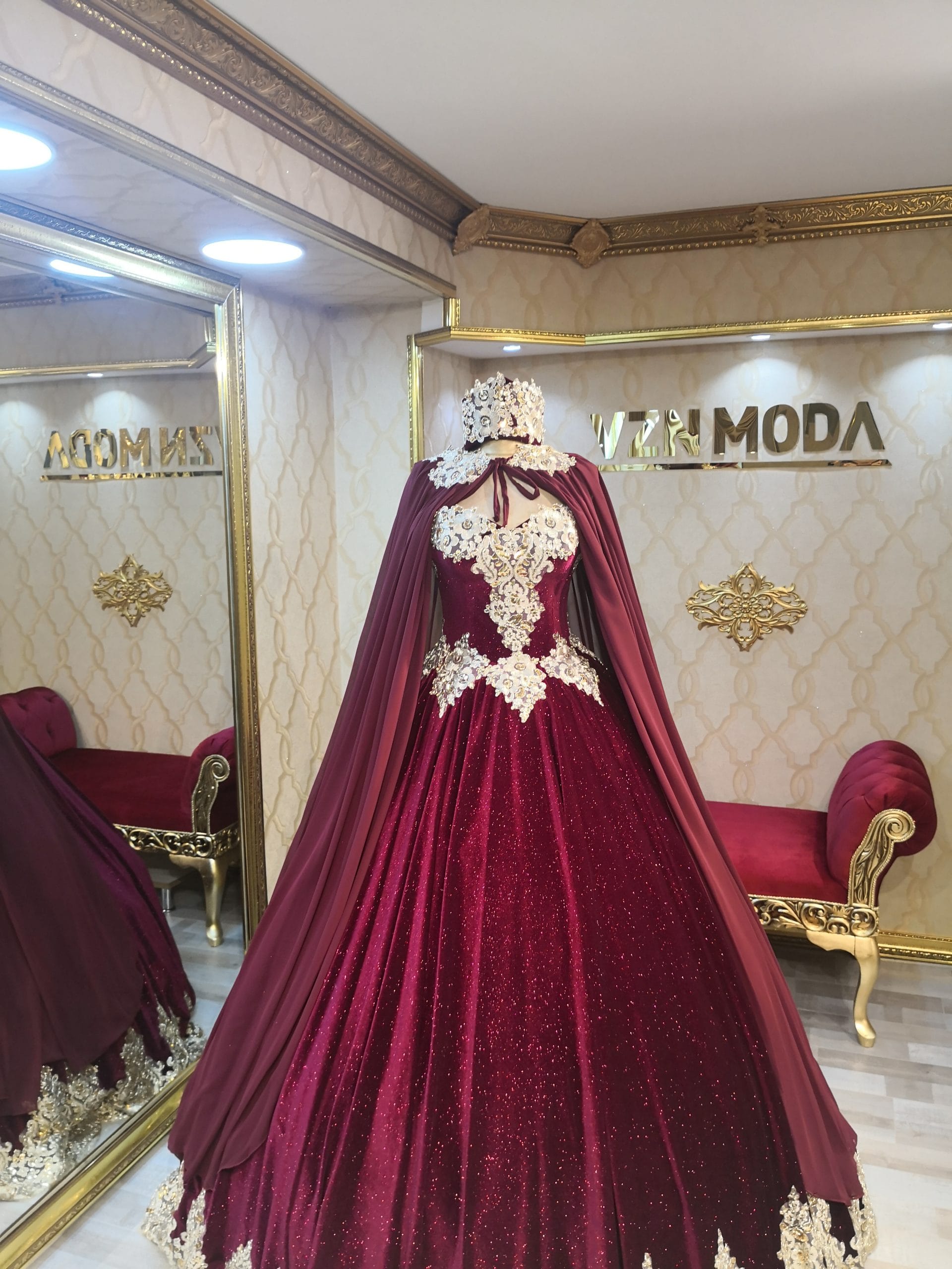 Sultan Model Bordo Kınalık Kaftan - Görsel 3