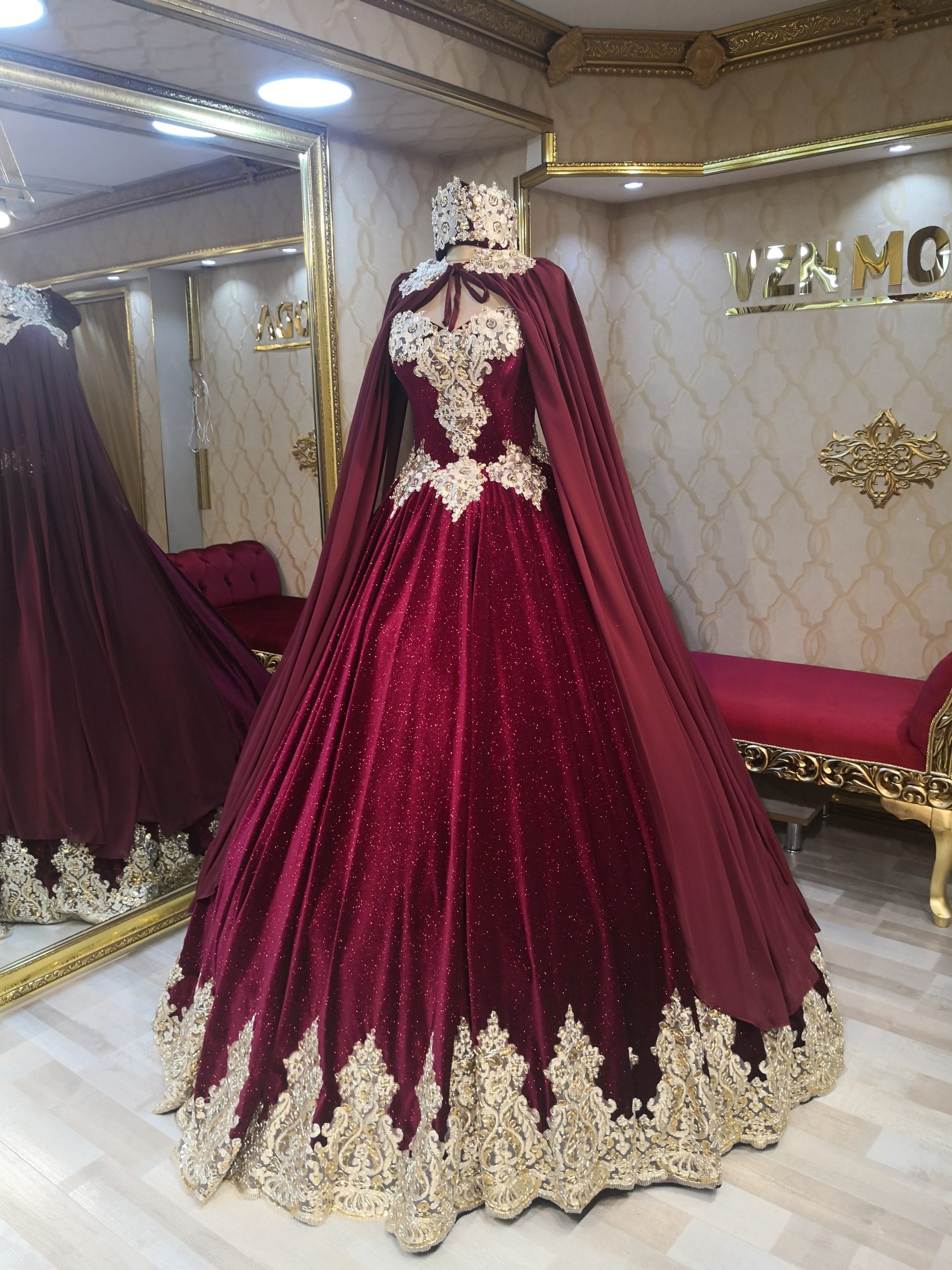 Sultan Model Bordo Kınalık Kaftan - Görsel 2