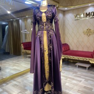 Efral Model Mor Kınalık Kaftan Abiye