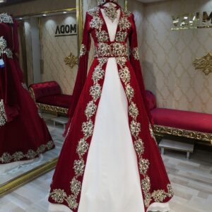Gamze Kırmızı Kına Kaftan Bindallı Abiye