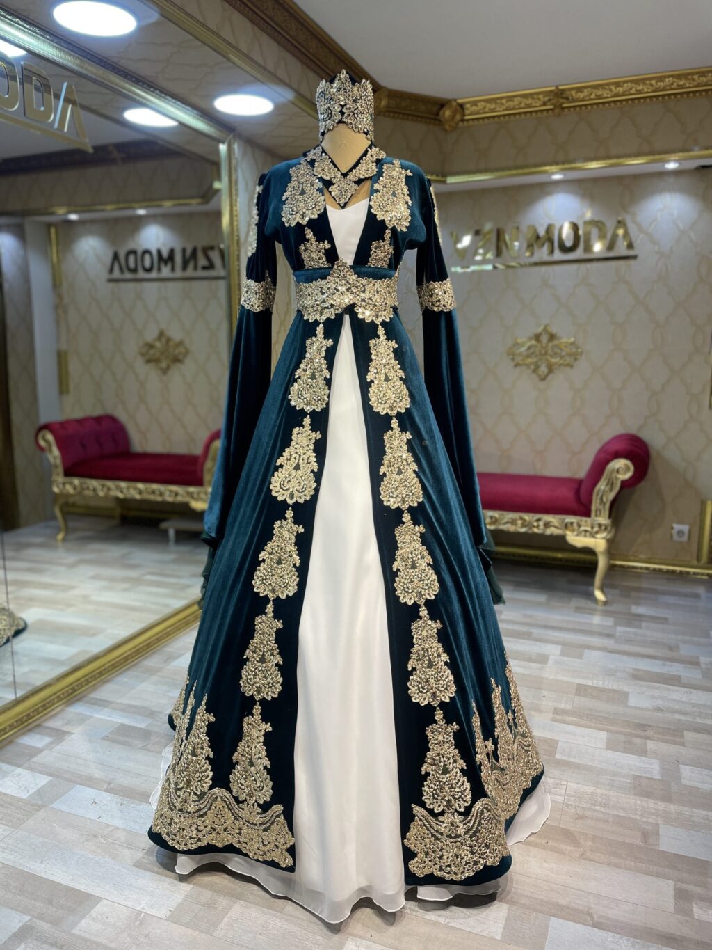 Gülfem Model Yeşil Kınalık Kaftan Bindallı