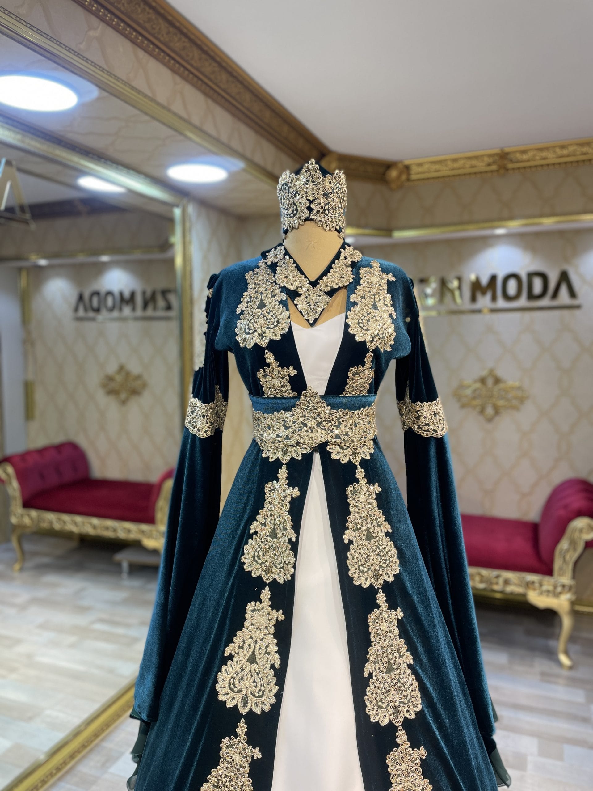 Gülfem Model Yeşil Kınalık Kaftan Bindallı - Görsel 2