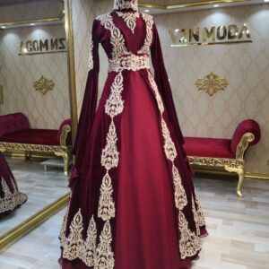 Gülşah Model Bordo Tesettür Kınalık Kaftan