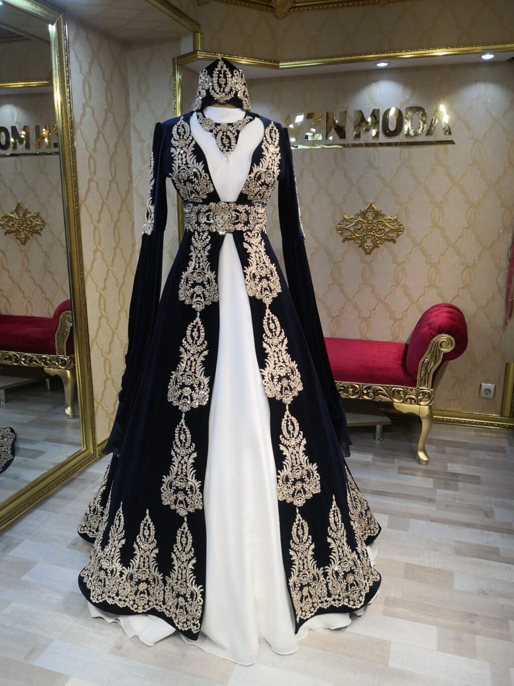 Gülşah Model Lacivert Kaftan Kınalık Bindallı