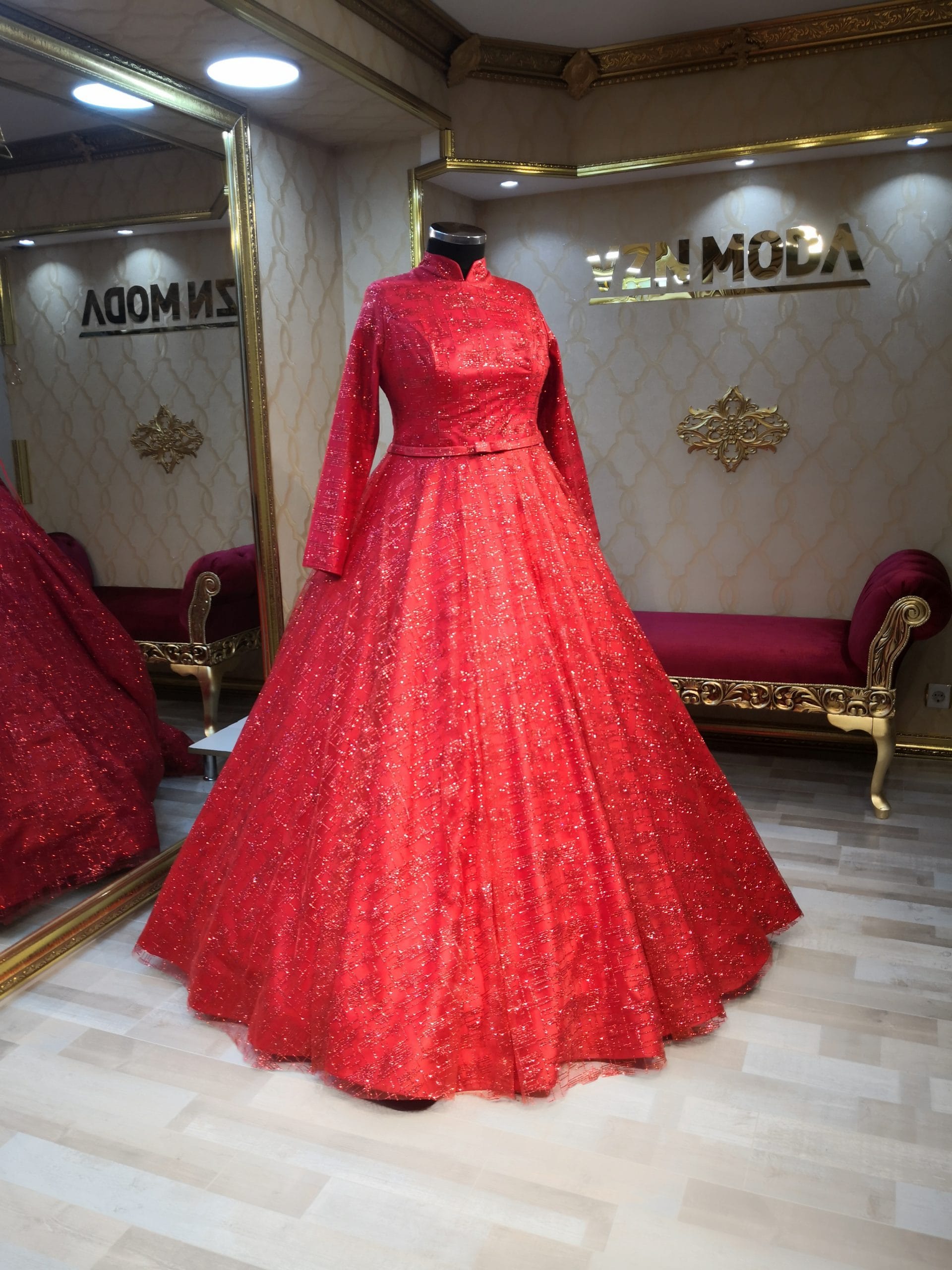 Neşe Model Kırmızı Tesettür Nişanlık Kınalık - Görsel 4