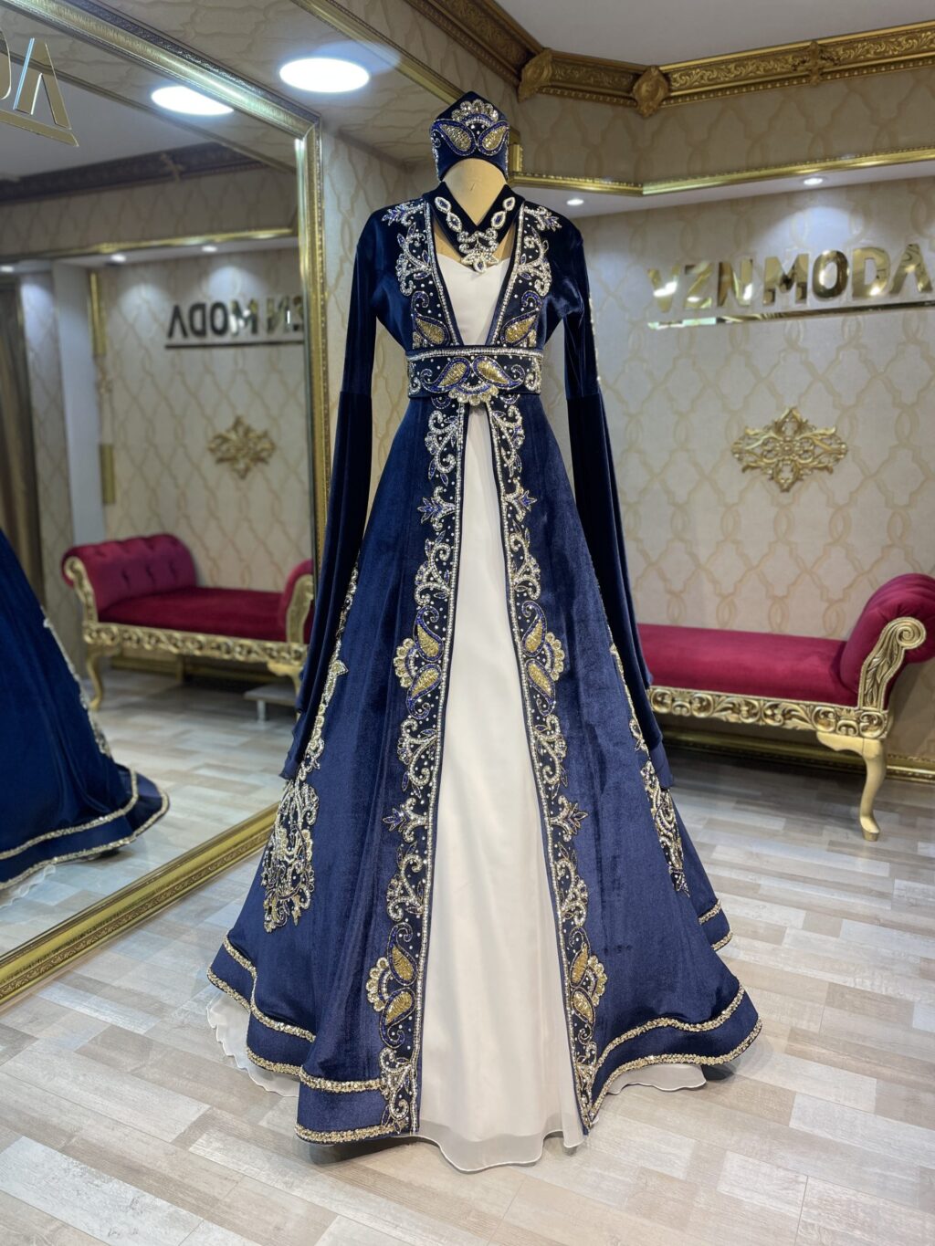 Pınar Lacivert Kına Kaftan Bindallı