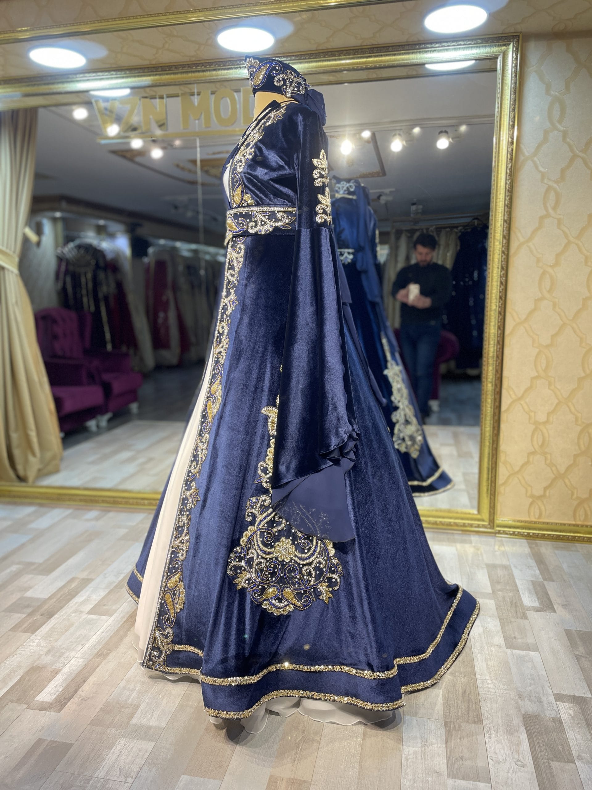 Pınar Lacivert Kına Kaftan Bindallı - Görsel 3