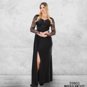 Selin Model Siyah Balık Abiye Elbise