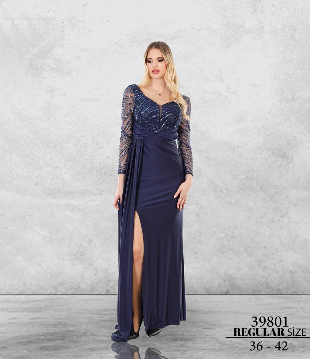 Selin Model Lacivert Abiye Elbise