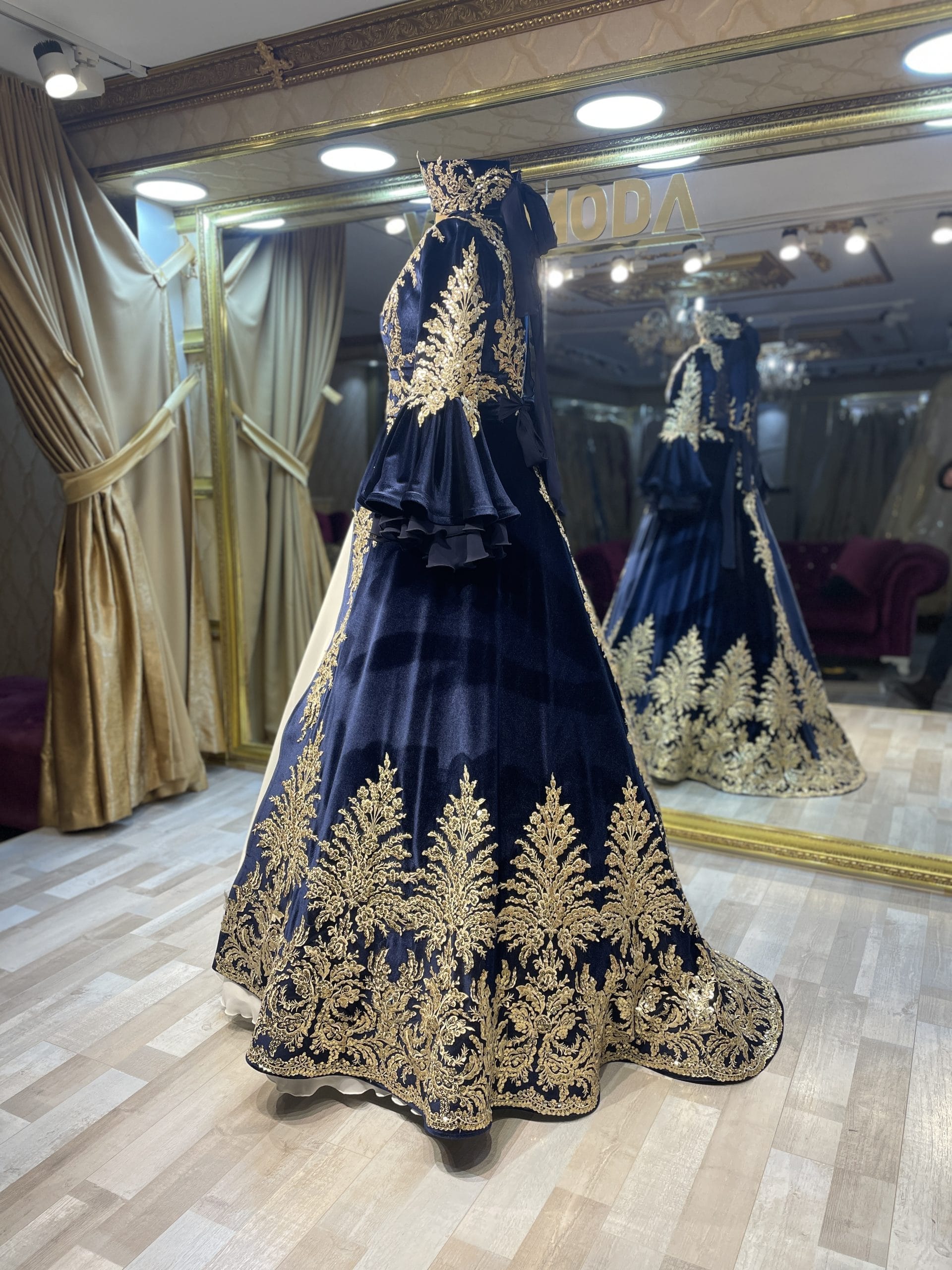 Sonay Model Lacivert Kınalık Kaftan - Görsel 3
